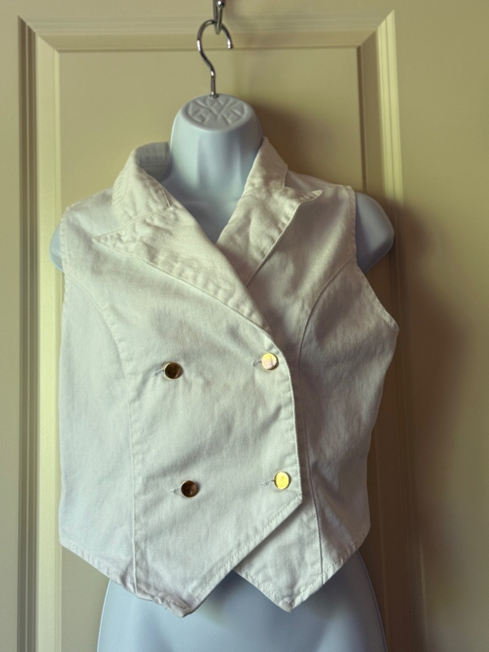 SHEIN White Denim Vest size Med (6)